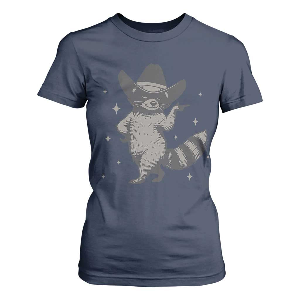 Vintage Raccoon Cowboy T Shirt For Women Cowgirl Trash Panda Western Country TS10 Navy Print Your Wear