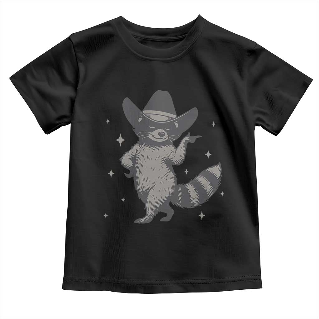 Vintage Raccoon Cowboy Toddler T Shirt Cowgirl Trash Panda Western Country TS10 Black Print Your Wear