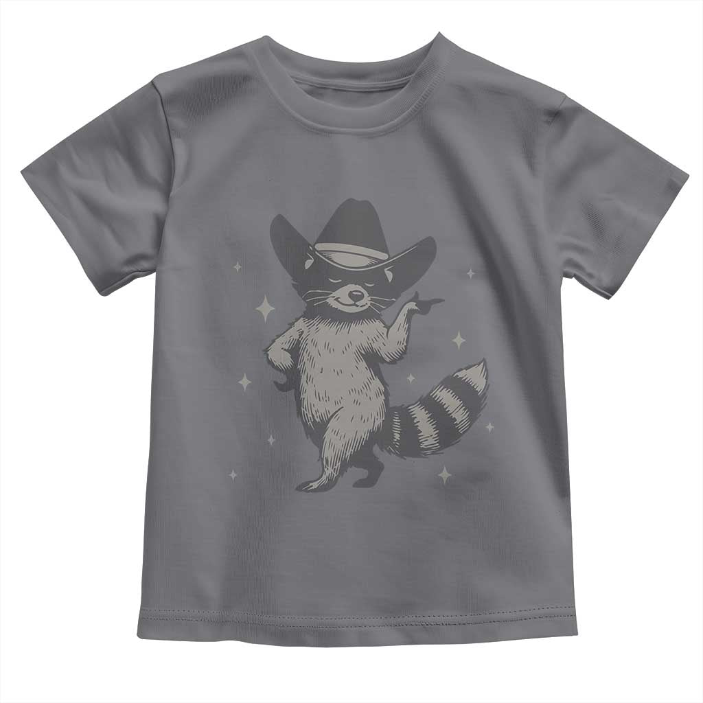 Vintage Raccoon Cowboy Toddler T Shirt Cowgirl Trash Panda Western Country TS10 Charcoal Print Your Wear