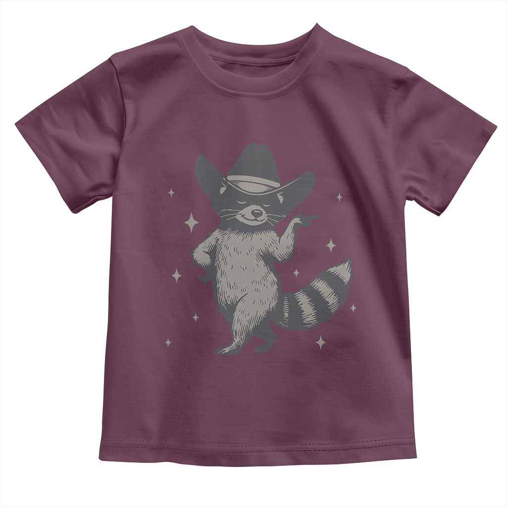 Vintage Raccoon Cowboy Toddler T Shirt Cowgirl Trash Panda Western Country TS10 Maroon Print Your Wear