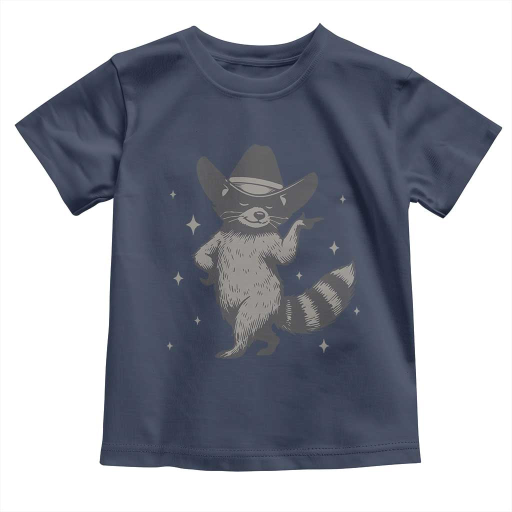 Vintage Raccoon Cowboy Toddler T Shirt Cowgirl Trash Panda Western Country TS10 Navy Print Your Wear