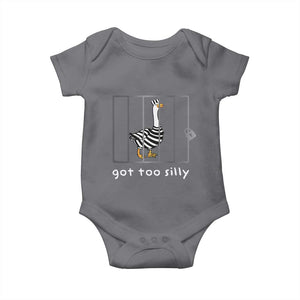 Silly Goose Baby Onesie Got Too Silly TS10 Charcoal Print Your Wear