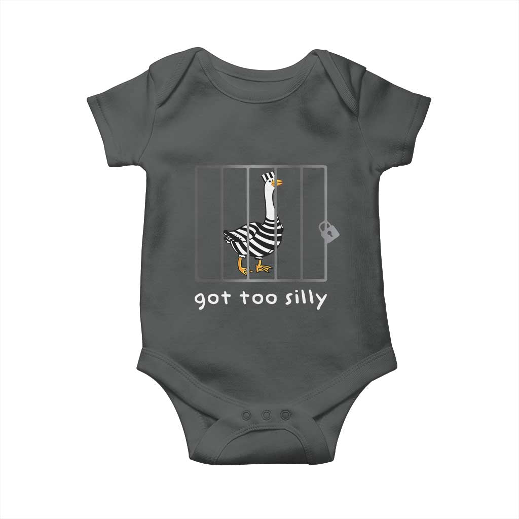 Silly Goose Baby Onesie Got Too Silly TS10 Dark Heather Print Your Wear