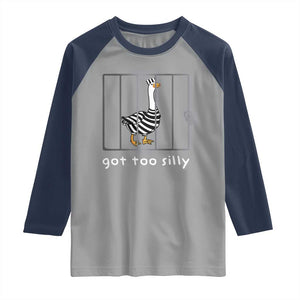 Silly Goose Raglan Shirt Got Too Silly TS10 Sport Gray Navy Print Your Wear