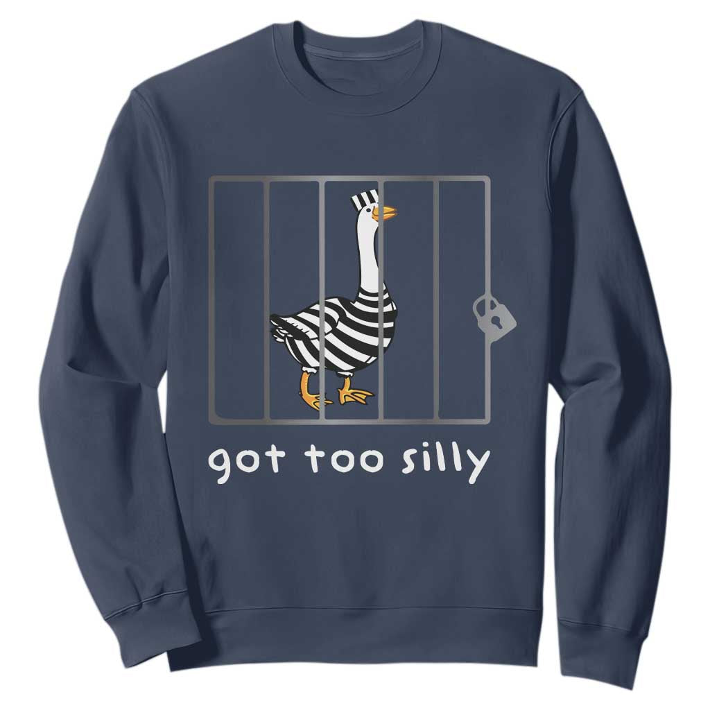 Silly Goose Sweatshirt Got Too Silly TS10 Navy Print Your Wear
