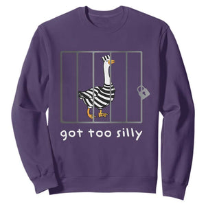 Silly Goose Sweatshirt Got Too Silly TS10 Purple Print Your Wear