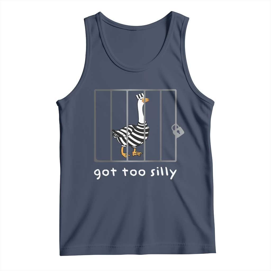 Silly Goose Tank Top Got Too Silly TS10 Navy Print Your Wear