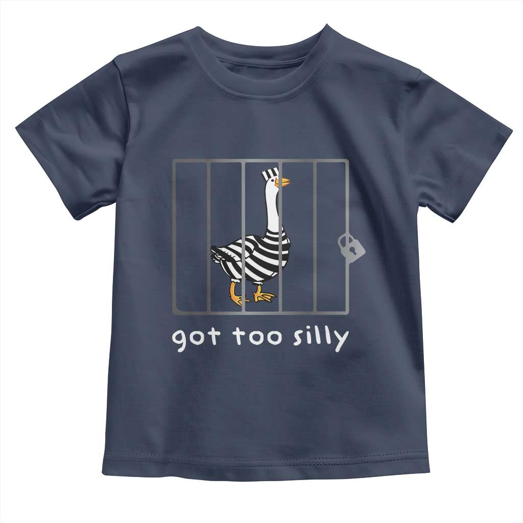 Silly Goose Toddler T Shirt Got Too Silly TS10 Navy Print Your Wear