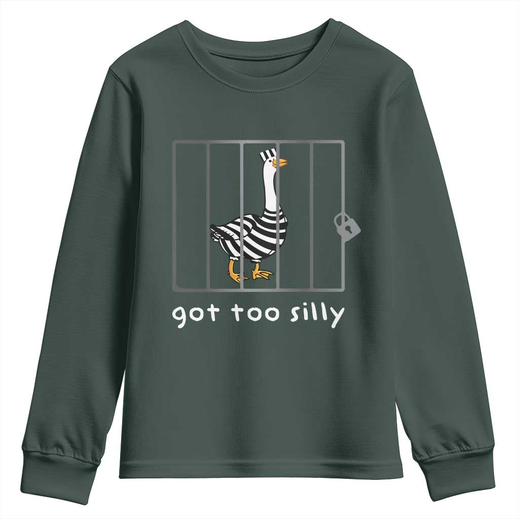 Silly Goose Youth Sweatshirt Got Too Silly TS10 Dark Forest Green Print Your Wear