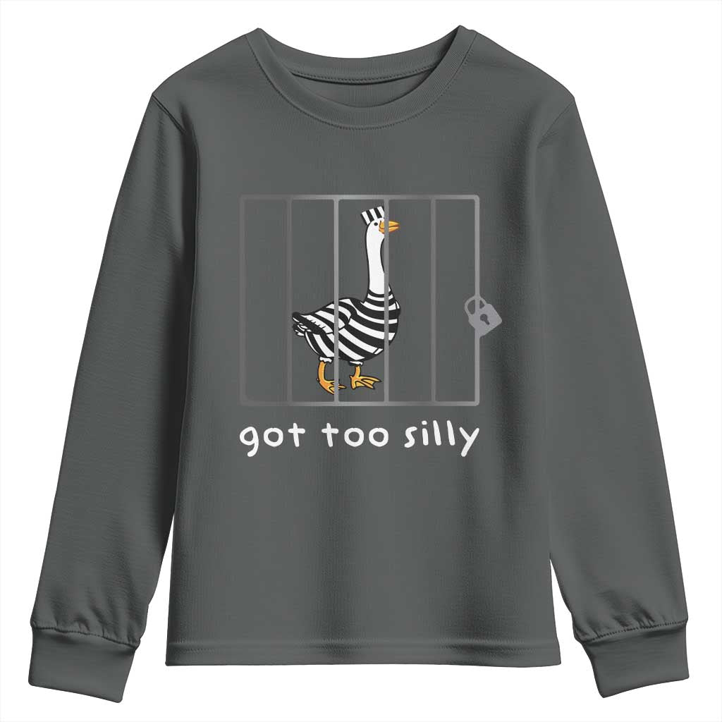 Silly Goose Youth Sweatshirt Got Too Silly TS10 Dark Heather Print Your Wear