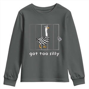 Silly Goose Youth Sweatshirt Got Too Silly TS10 Dark Heather Print Your Wear