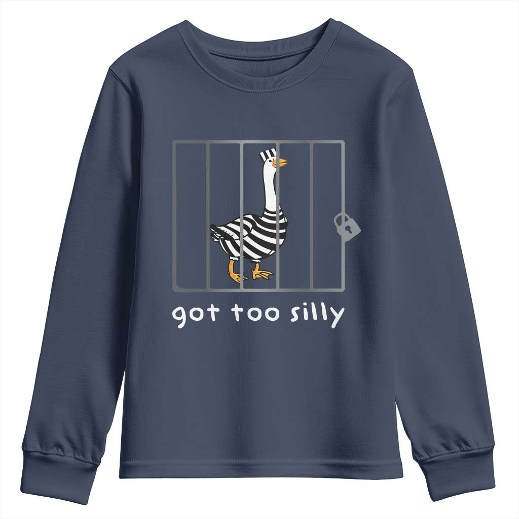 Silly Goose Youth Sweatshirt Got Too Silly TS10 Navy Print Your Wear