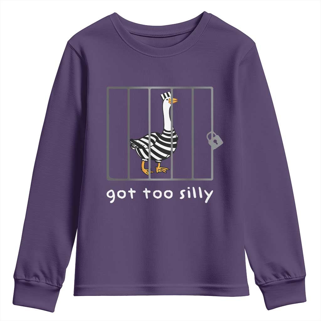 Silly Goose Youth Sweatshirt Got Too Silly TS10 Purple Print Your Wear