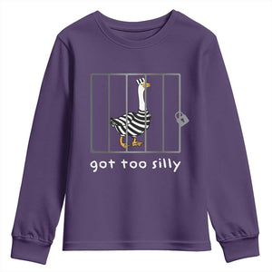Silly Goose Youth Sweatshirt Got Too Silly TS10 Purple Print Your Wear