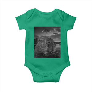 Funny Graphic Capybara Selfie with UFOs Weird Baby Onesie TS10 Irish Green Print Your Wear