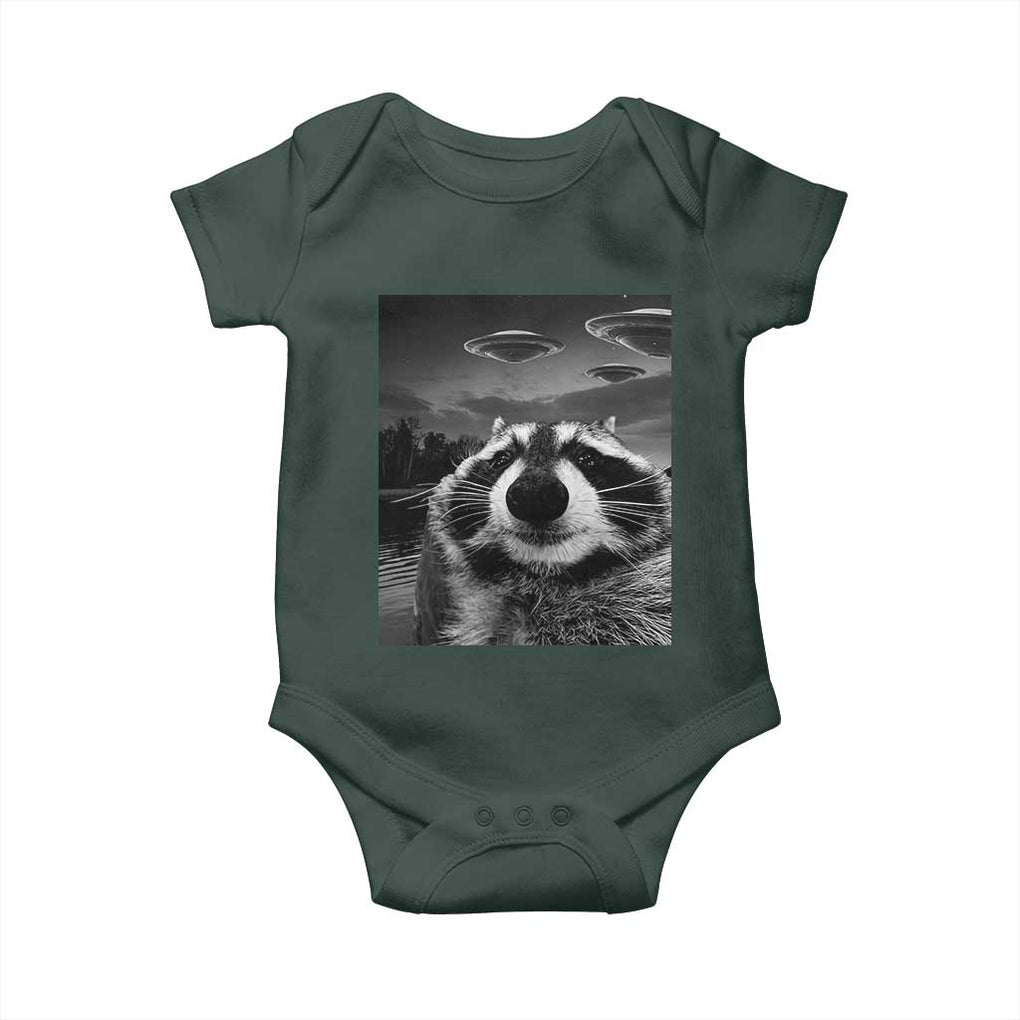 Funny Graphic Racoon Selfie with UFOs Weird Baby Onesie TS10 Print Your Wear