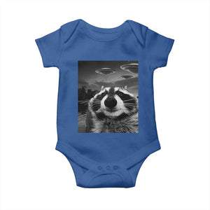 Funny Graphic Racoon Selfie with UFOs Weird Baby Onesie TS10 Royal Blue Print Your Wear