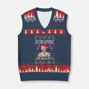 True Crime Ugly Xmas V-Neck Knit Sweater Vest Funny Holiday Xmas Party TS10 Navy Red Print Your Wear