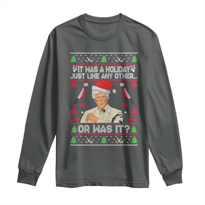True Crime Ugly Christmas Long Sleeve Shirt Funny Holiday Xmas Party TS10 Dark Heather Print Your Wear