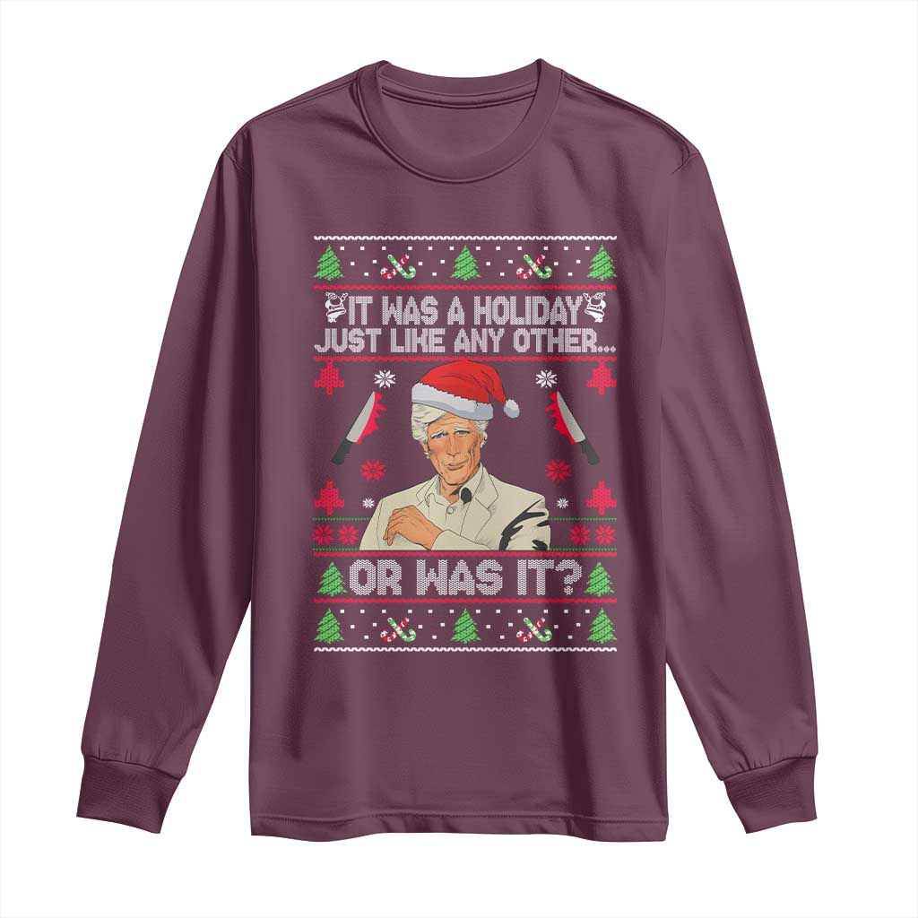 True Crime Ugly Christmas Long Sleeve Shirt Funny Holiday Xmas Party TS10 Maroon Print Your Wear