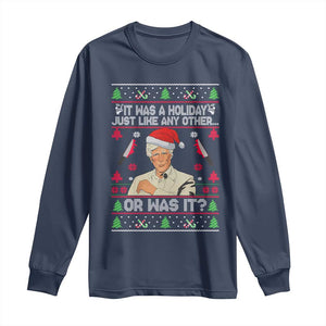 True Crime Ugly Christmas Long Sleeve Shirt Funny Holiday Xmas Party TS10 Navy Print Your Wear