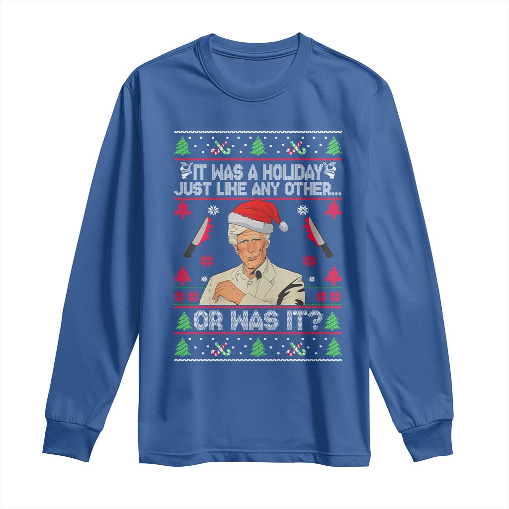 True Crime Ugly Christmas Long Sleeve Shirt Funny Holiday Xmas Party TS10 Royal Blue Print Your Wear