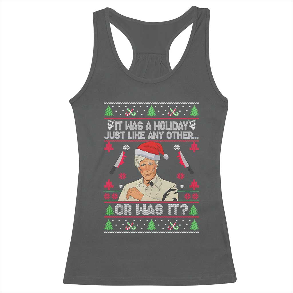 True Crime Ugly Christmas Racerback Tank Top Funny Holiday Xmas Party TS10 Dark Heather Print Your Wear