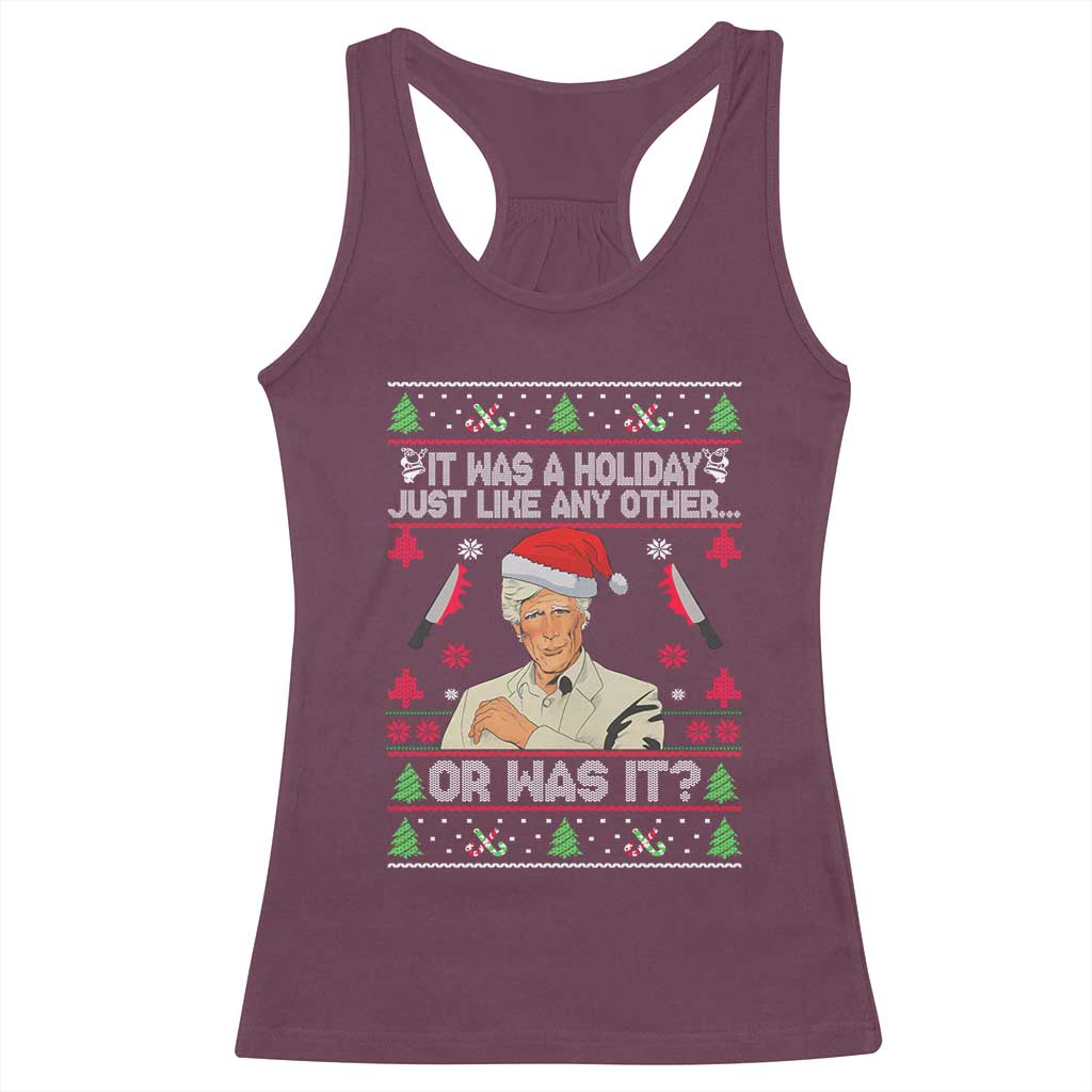 True Crime Ugly Christmas Racerback Tank Top Funny Holiday Xmas Party TS10 Maroon Print Your Wear