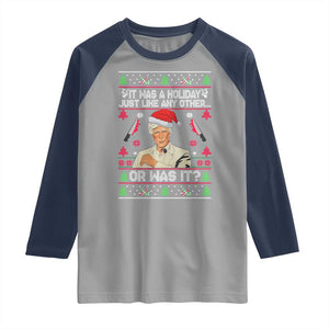 True Crime Ugly Christmas Raglan Shirt Funny Holiday Xmas Party TS10 Sport Gray Navy Print Your Wear