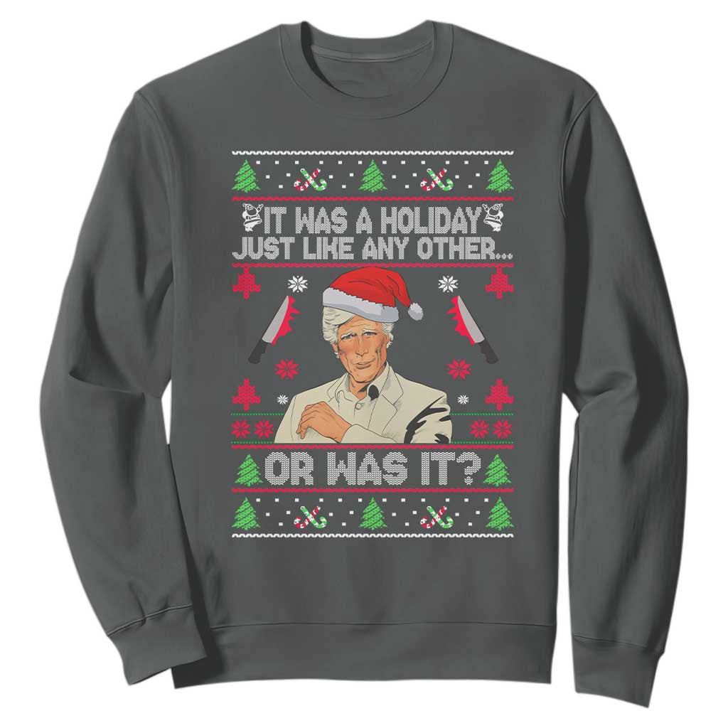 True Crime Ugly Christmas Sweatshirt Funny Holiday Xmas Party TS10 Dark Heather Print Your Wear