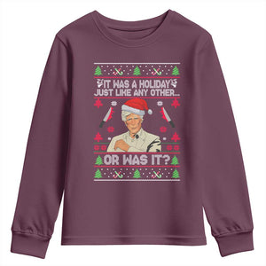 True Crime Ugly Christmas Youth Sweatshirt Funny Holiday Xmas Party TS10 Maroon Print Your Wear