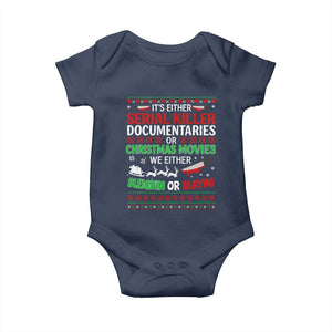 Crime Documentaries Ugly Christmas Baby Onesie Funny Horror Xmas Slaying Or Sleighing TS10 Navy Print Your Wear