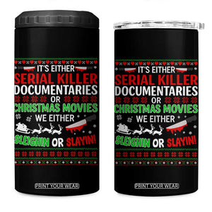 Crime Documentaries Ugly Christmas 4 in 1 Can Cooler Tumbler Funny Horror Xmas Slaying Or Sleighing TS10 One Size: 16 oz Black Print Your Wear