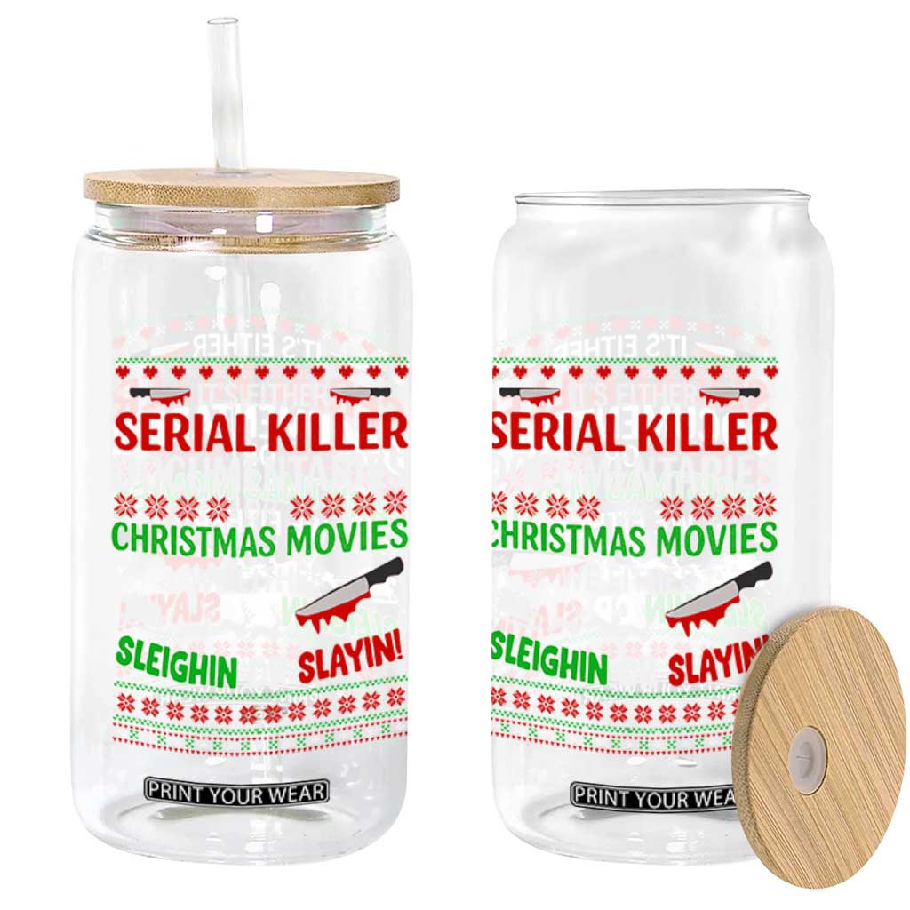 Crime Documentaries Ugly Christmas Glass Can Funny Horror Xmas Slaying Or Sleighing TS10 Print Your Wear