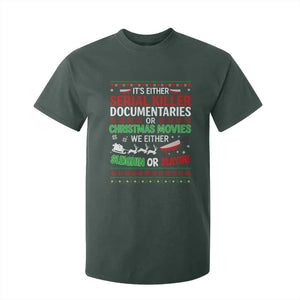 Crime Documentaries Ugly Christmas T Shirt For Kid Funny Horror Xmas Slaying Or Sleighing TS10 Dark Forest Green Print Your Wear