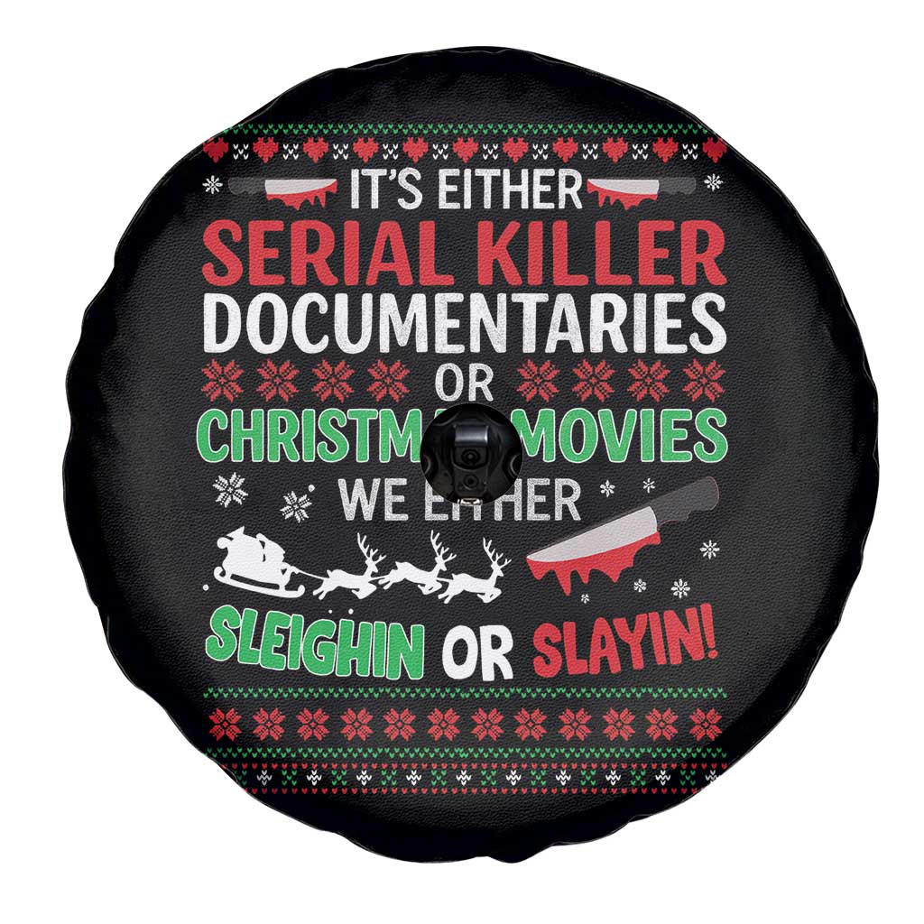 Crime Documentaries Ugly Christmas Spare Tire Cover Funny Horror Xmas Slaying Or Sleighing TS10 Print Your Wear