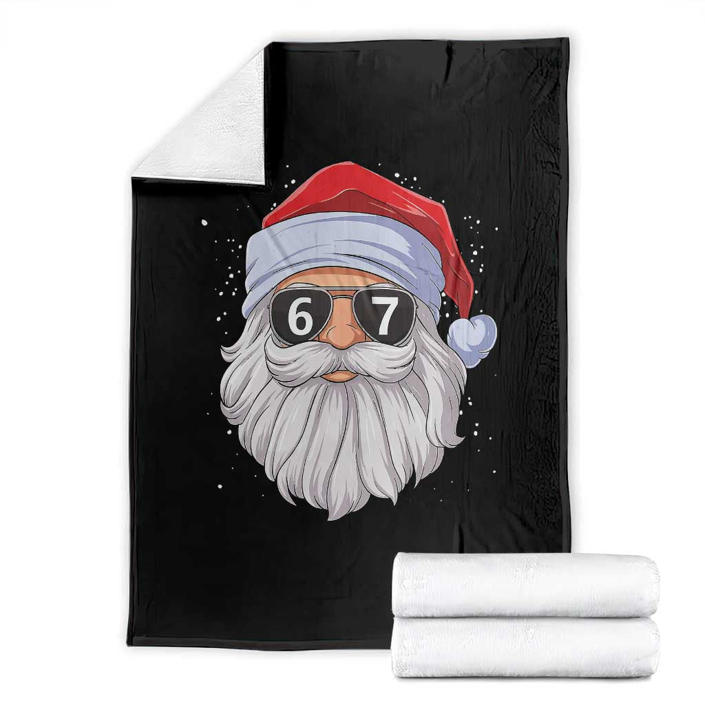 Six Seven 67 Christmas Meme Throw Blanket Funny Brainrot Santa Claus Gen Alpha Slang TS10 Black Print Your Wear