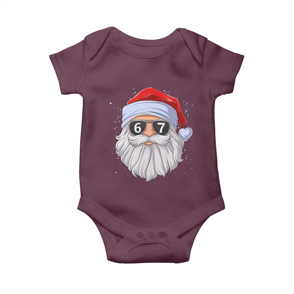 Six Seven 67 Christmas Meme Baby Onesie Funny Brainrot Santa Claus Gen Alpha Slang TS10 Maroon Print Your Wear