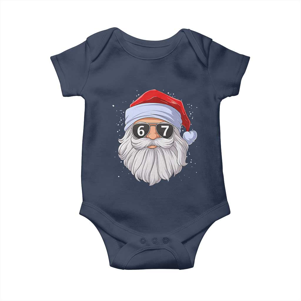 Six Seven 67 Christmas Meme Baby Onesie Funny Brainrot Santa Claus Gen Alpha Slang TS10 Navy Print Your Wear