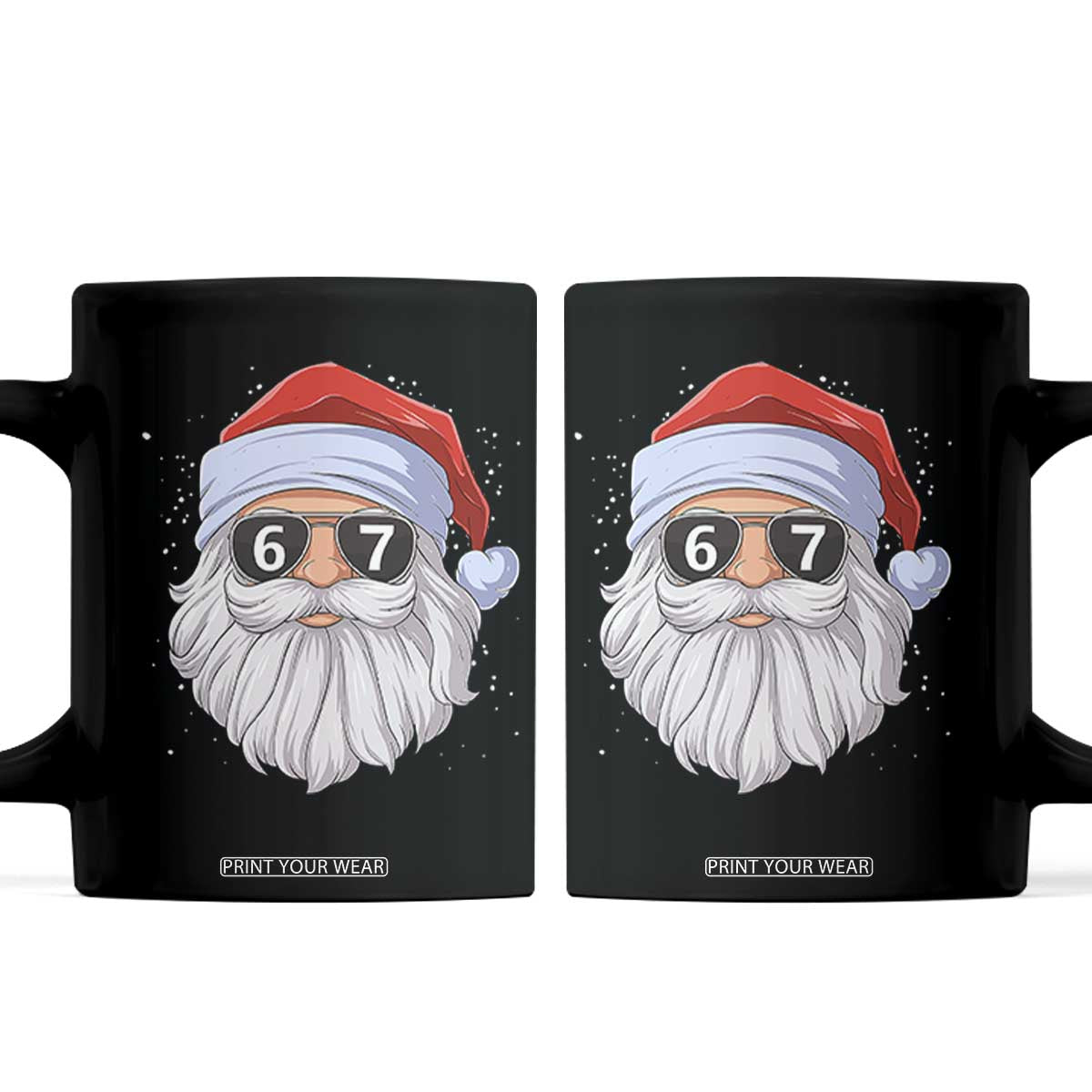 Six Seven 67 Christmas Meme Coffee Mug Funny Brainrot Santa Claus Gen Alpha Slang TS10 Black Print Your Wear