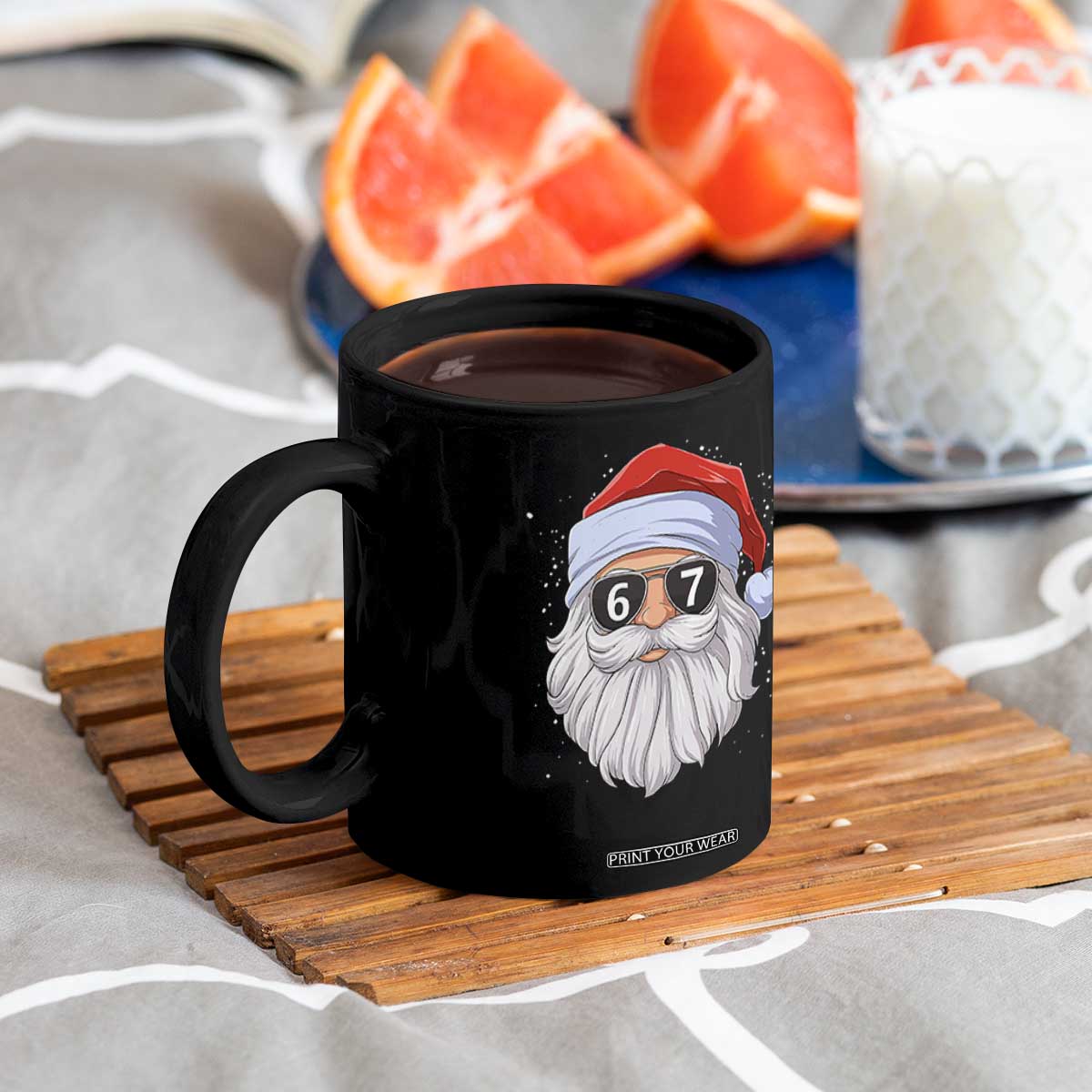 Six Seven 67 Christmas Meme Coffee Mug Funny Brainrot Santa Claus Gen Alpha Slang TS10 Print Your Wear