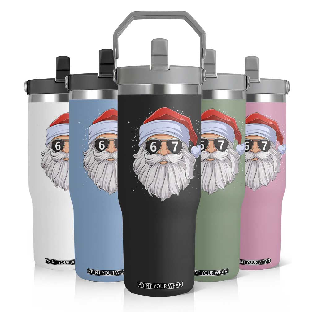 Six Seven 67 Christmas Meme Flip Straw Tumbler Funny Brainrot Santa Claus Gen Alpha Slang TS10 Print Your Wear