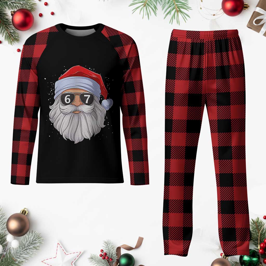 Six Seven 67 Christmas Meme Plaid Pajama Set Funny Brainrot Santa Claus Gen Alpha Slang TS10 Buffalo Plaid Print Your Wear