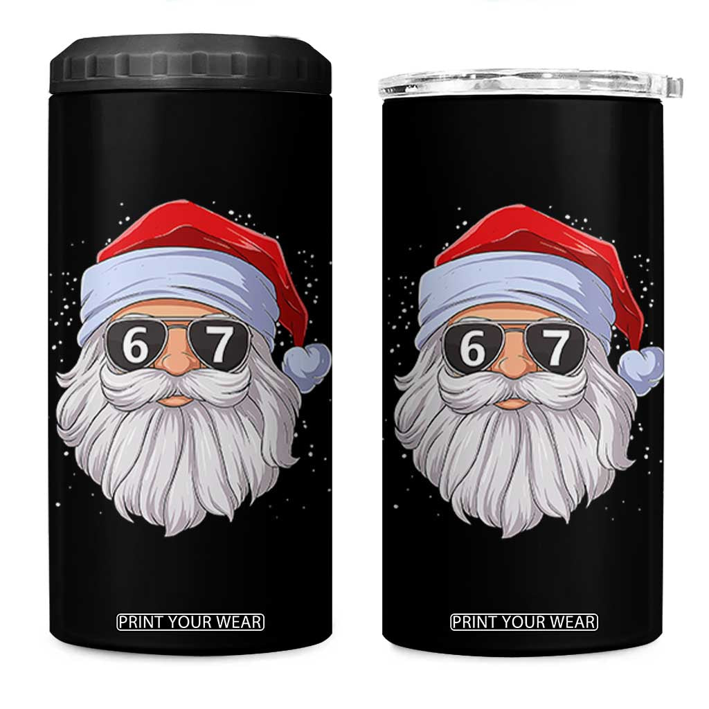 Six Seven 67 Christmas Meme 4 in 1 Can Cooler Tumbler Funny Brainrot Santa Claus Gen Alpha Slang TS10 One Size: 16 oz Black Print Your Wear