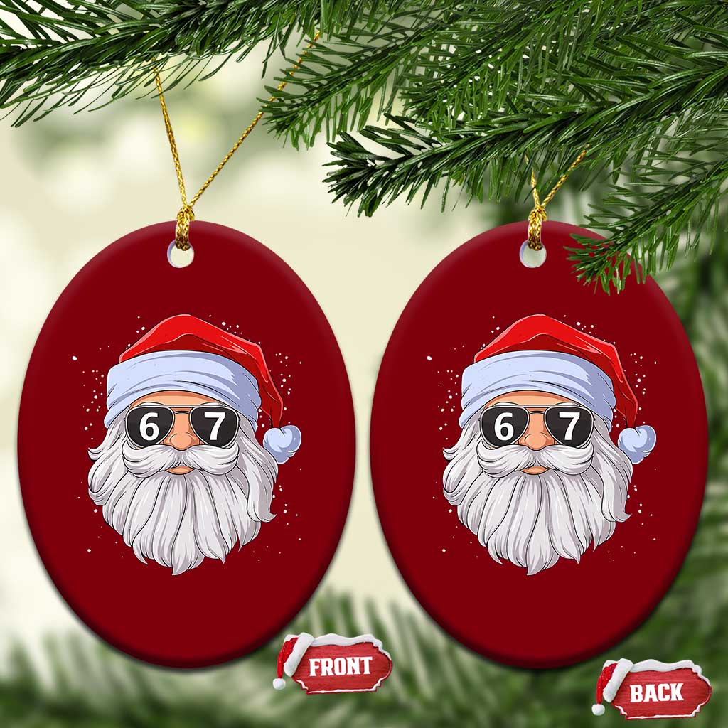 Six Seven 67 Christmas Meme Ceramic Ornament Funny Brainrot Santa Claus Gen Alpha Slang TS10 Print Your Wear
