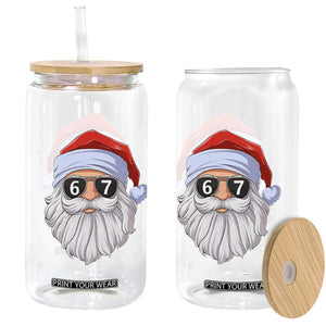 Six Seven 67 Christmas Meme Glass Can Funny Brainrot Santa Claus Gen Alpha Slang TS10 Print Your Wear