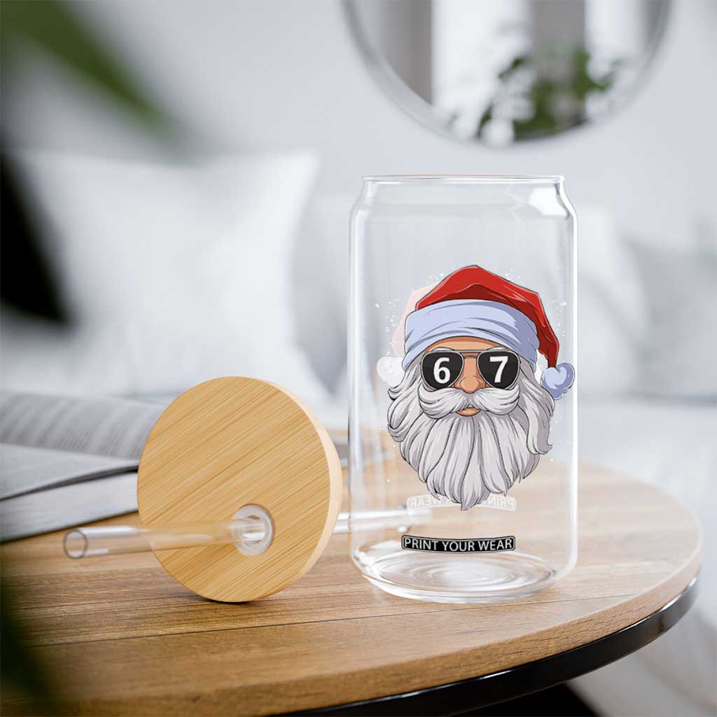 Six Seven 67 Christmas Meme Glass Can Funny Brainrot Santa Claus Gen Alpha Slang TS10 Print Your Wear