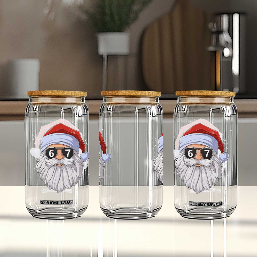 Six Seven 67 Christmas Meme Glass Can Funny Brainrot Santa Claus Gen Alpha Slang TS10 Print Your Wear