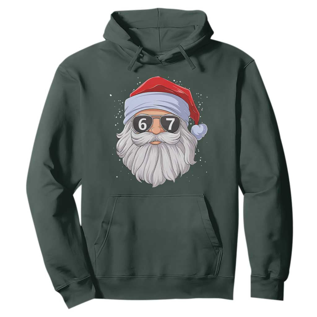 Six Seven 67 Christmas Meme Hoodie Funny Brainrot Santa Claus Gen Alpha Slang TS10 Dark Forest Green Print Your Wear