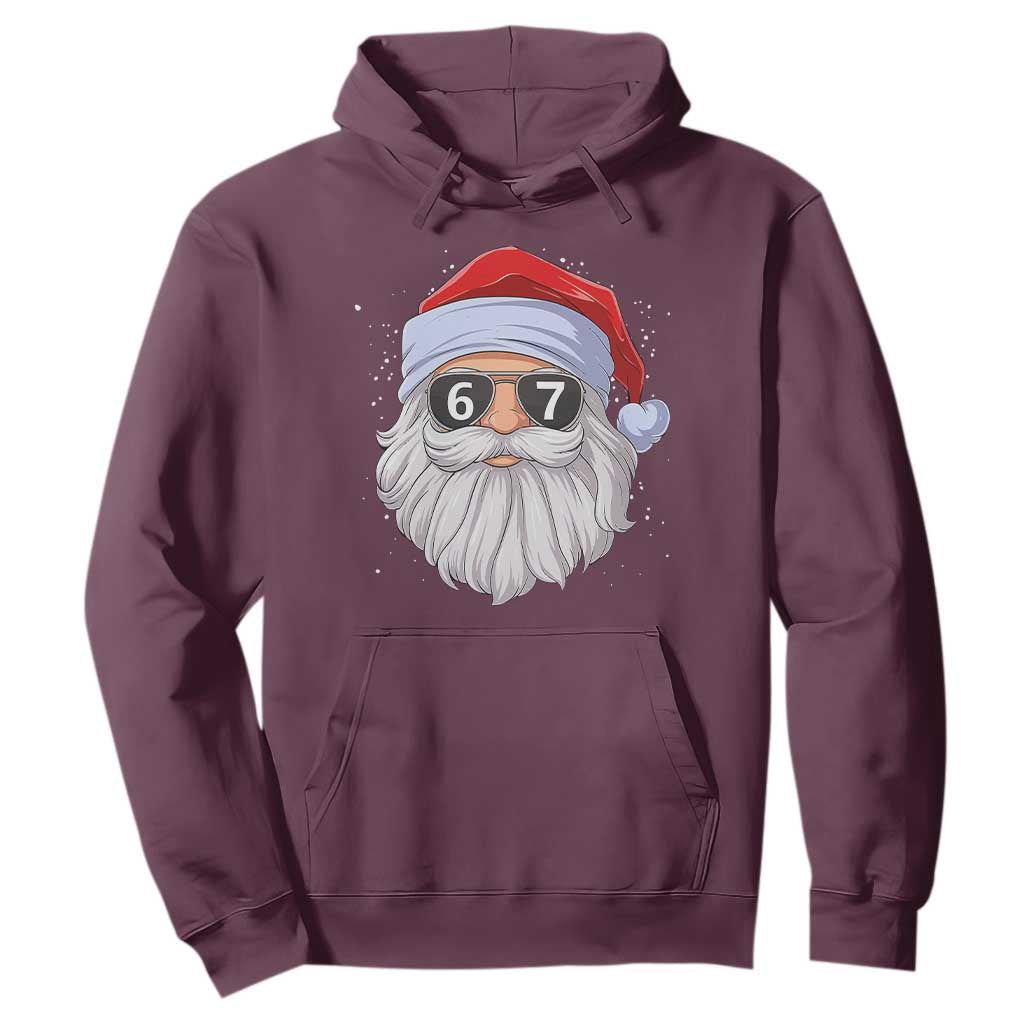 Six Seven 67 Christmas Meme Hoodie Funny Brainrot Santa Claus Gen Alpha Slang TS10 Maroon Print Your Wear
